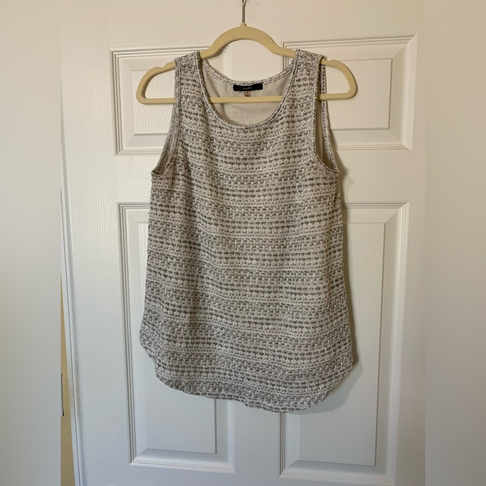 Avec Tan and Gray Ribbed‎ Sleeveless Tank Top, Large Minimalist Feminine